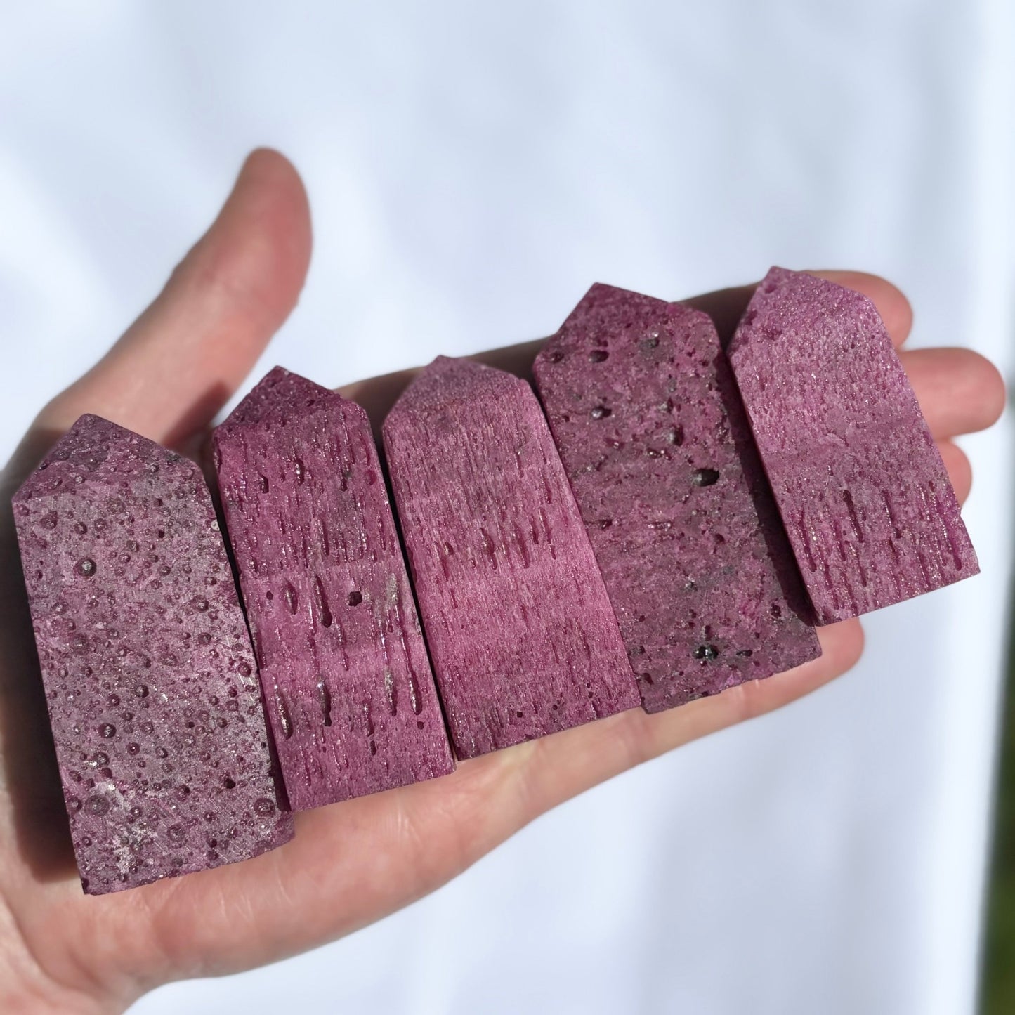 Honeycomb Ruby Points Pack of 3 from UK Wholesale Crystals