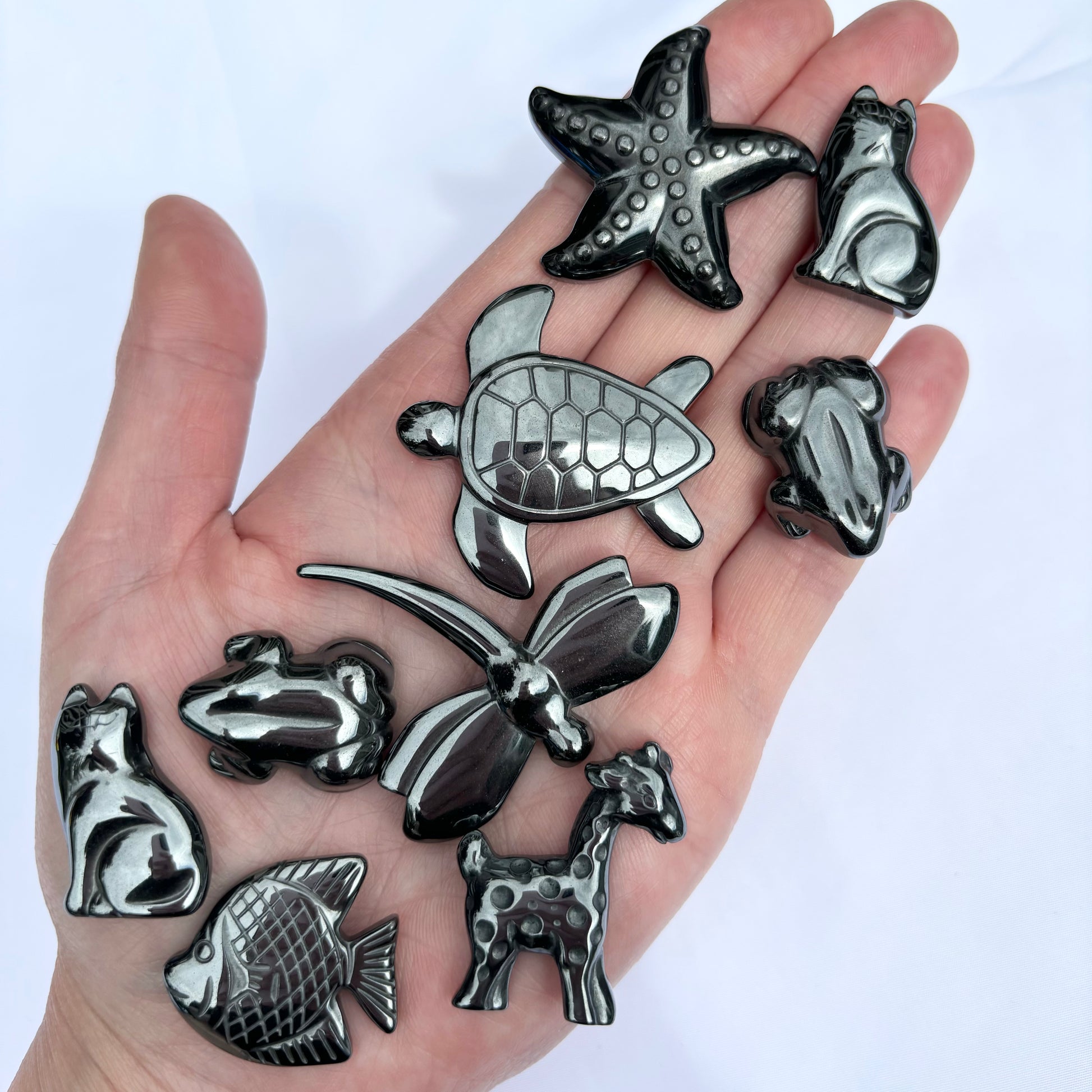 Hematite Animals Pack of 9 from UK Wholesale Crystals