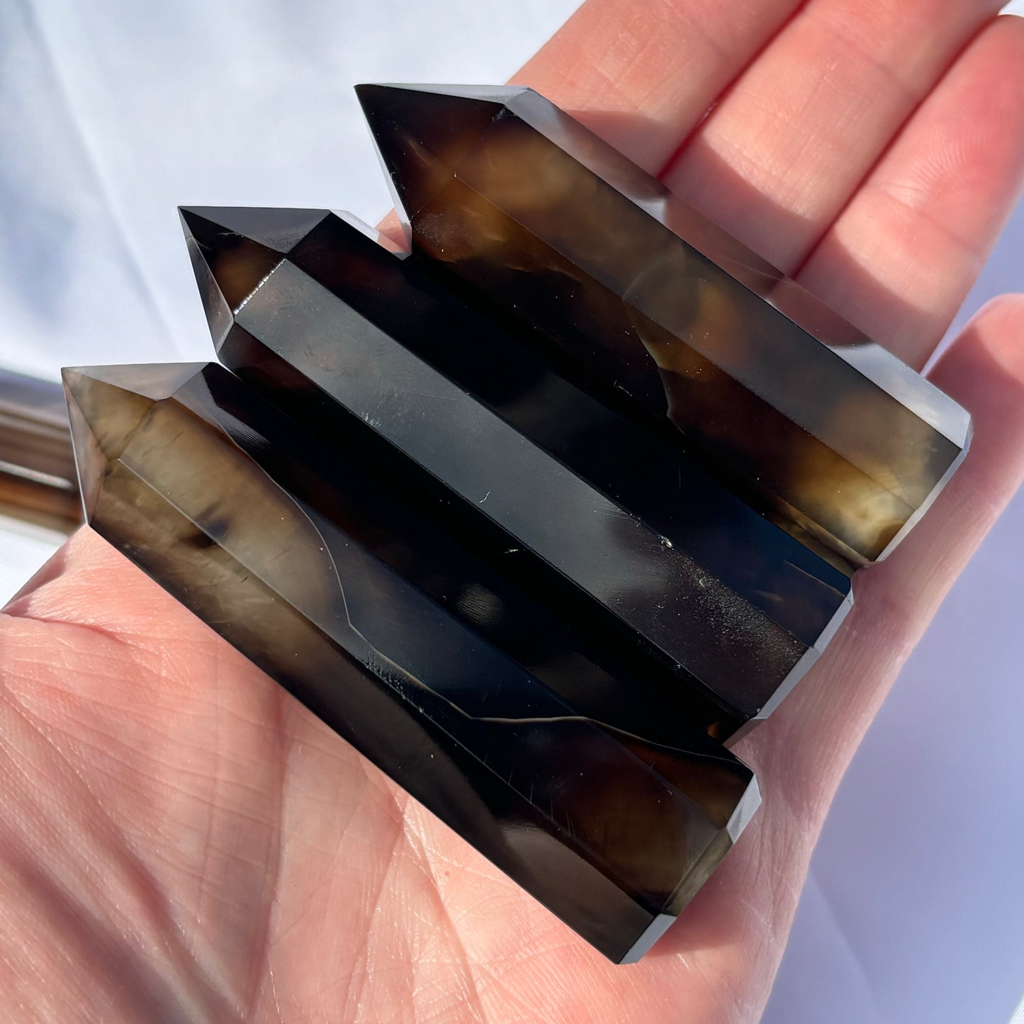 Black Agate Points Pack of 3 from UK Wholesale Crystals