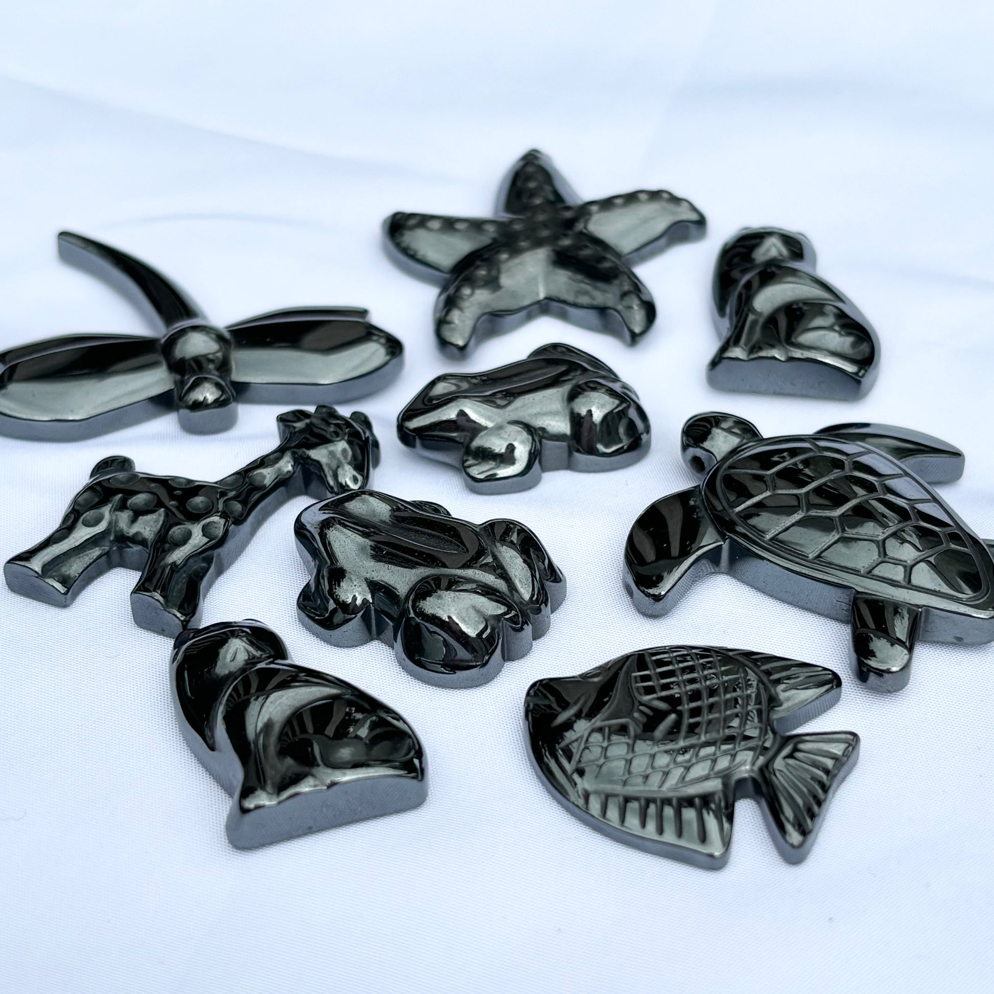 Hematite Animals Pack of 9 from UK Wholesale Crystals