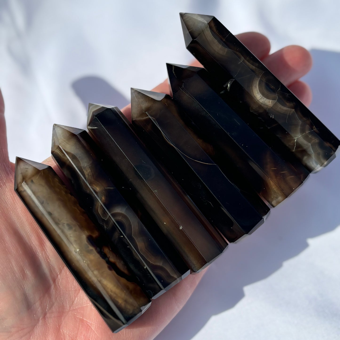 Black Agate Points Pack of 3 from UK Wholesale Crystals
