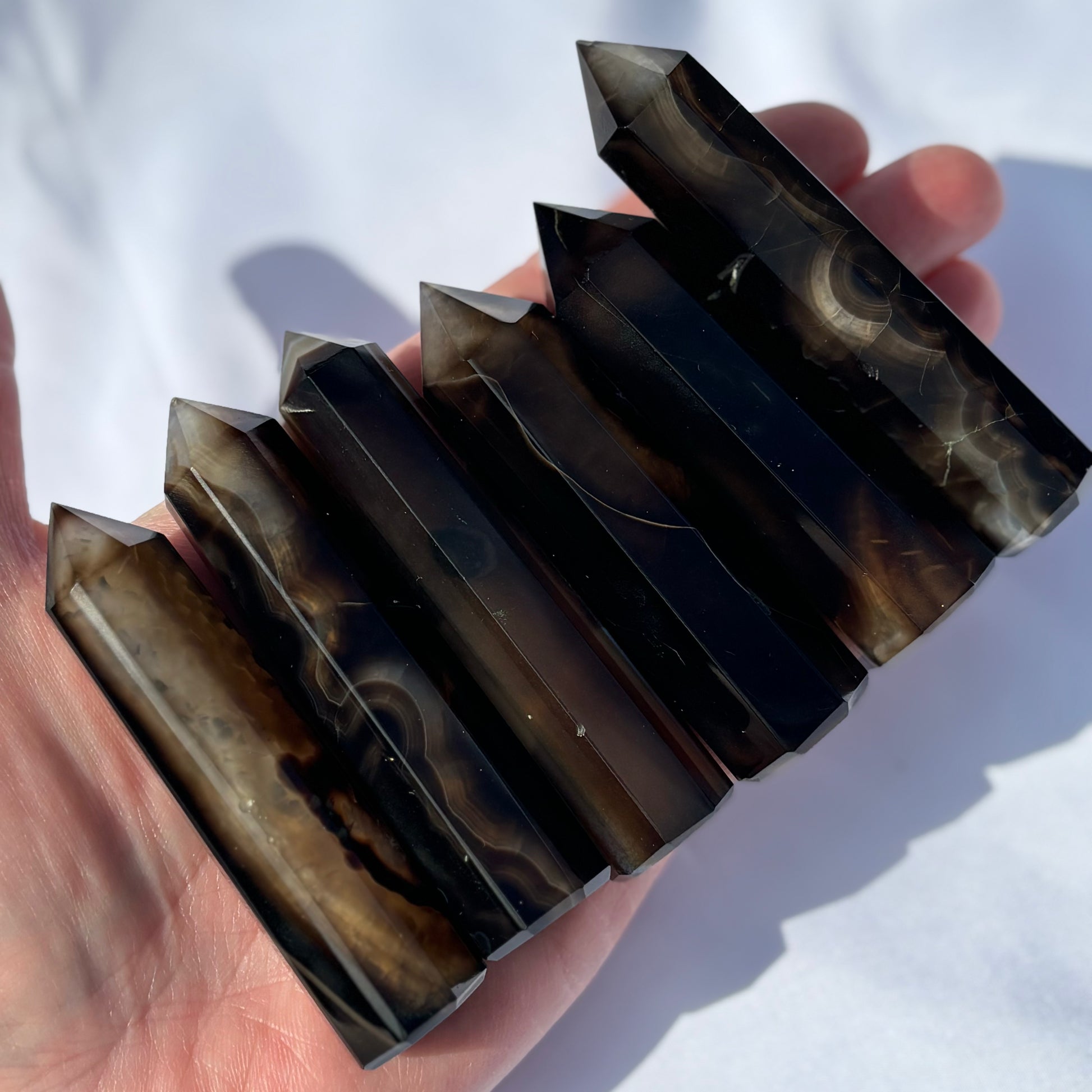 Black Agate Points Pack of 3 from UK Wholesale Crystals
