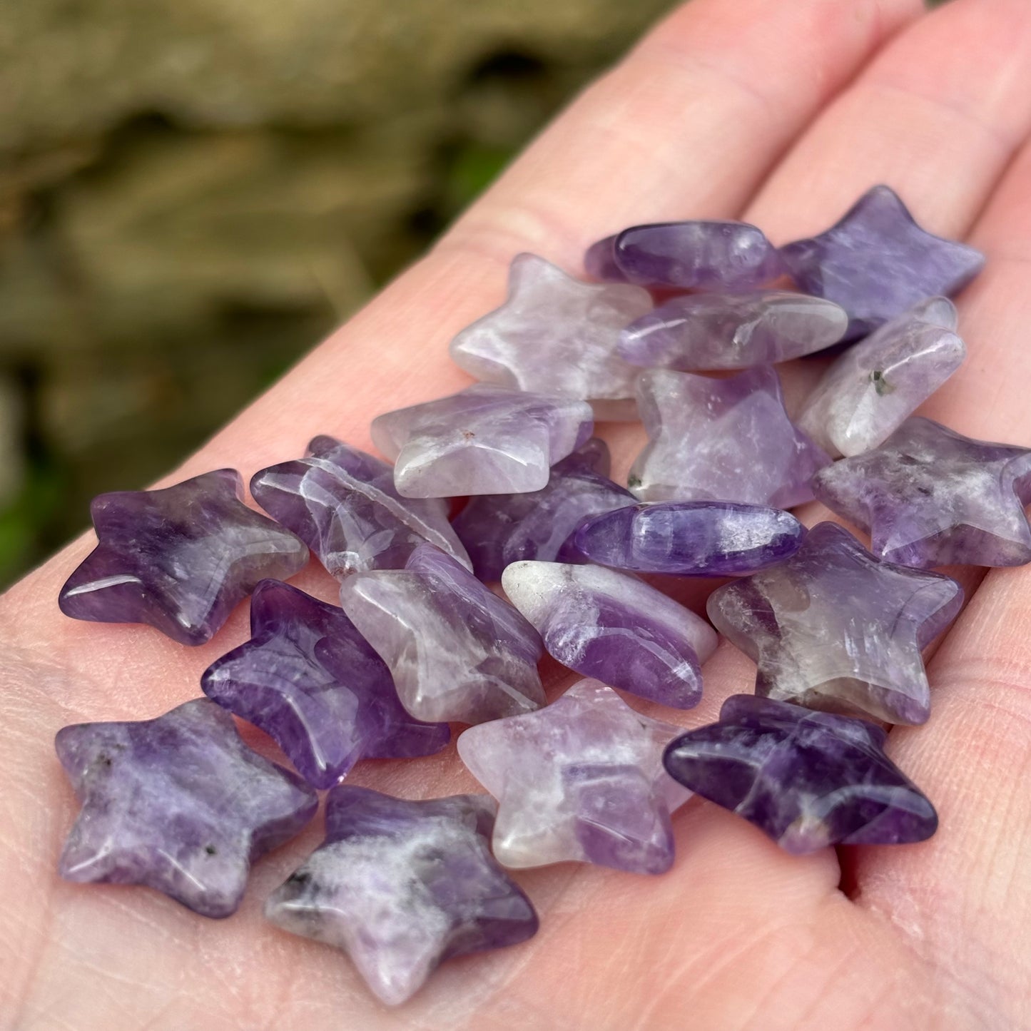 10 Mini Crystal Stars - Amethyst
