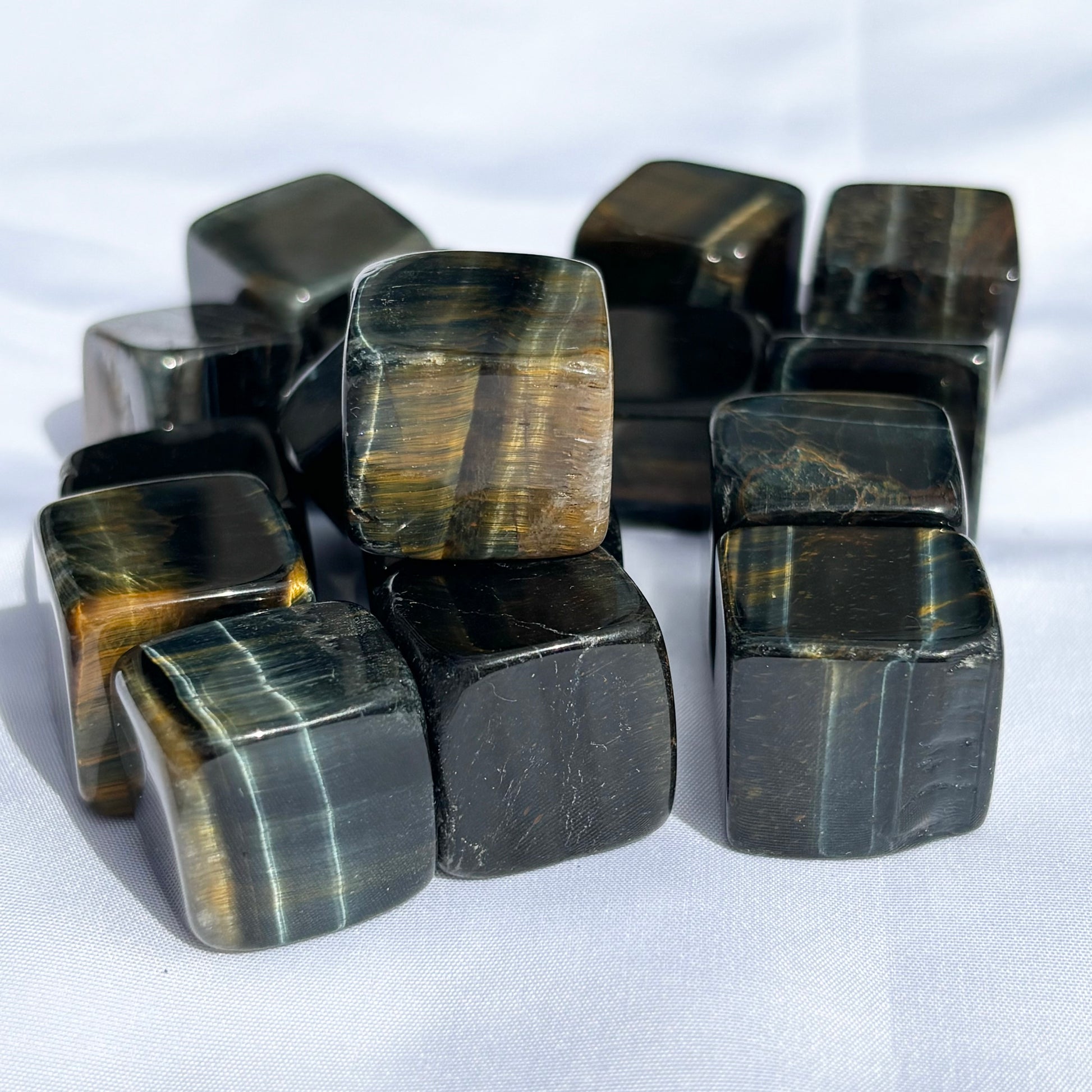 Blue Tiger’s Eye Mini Cubes from UK Wholesale Crystals