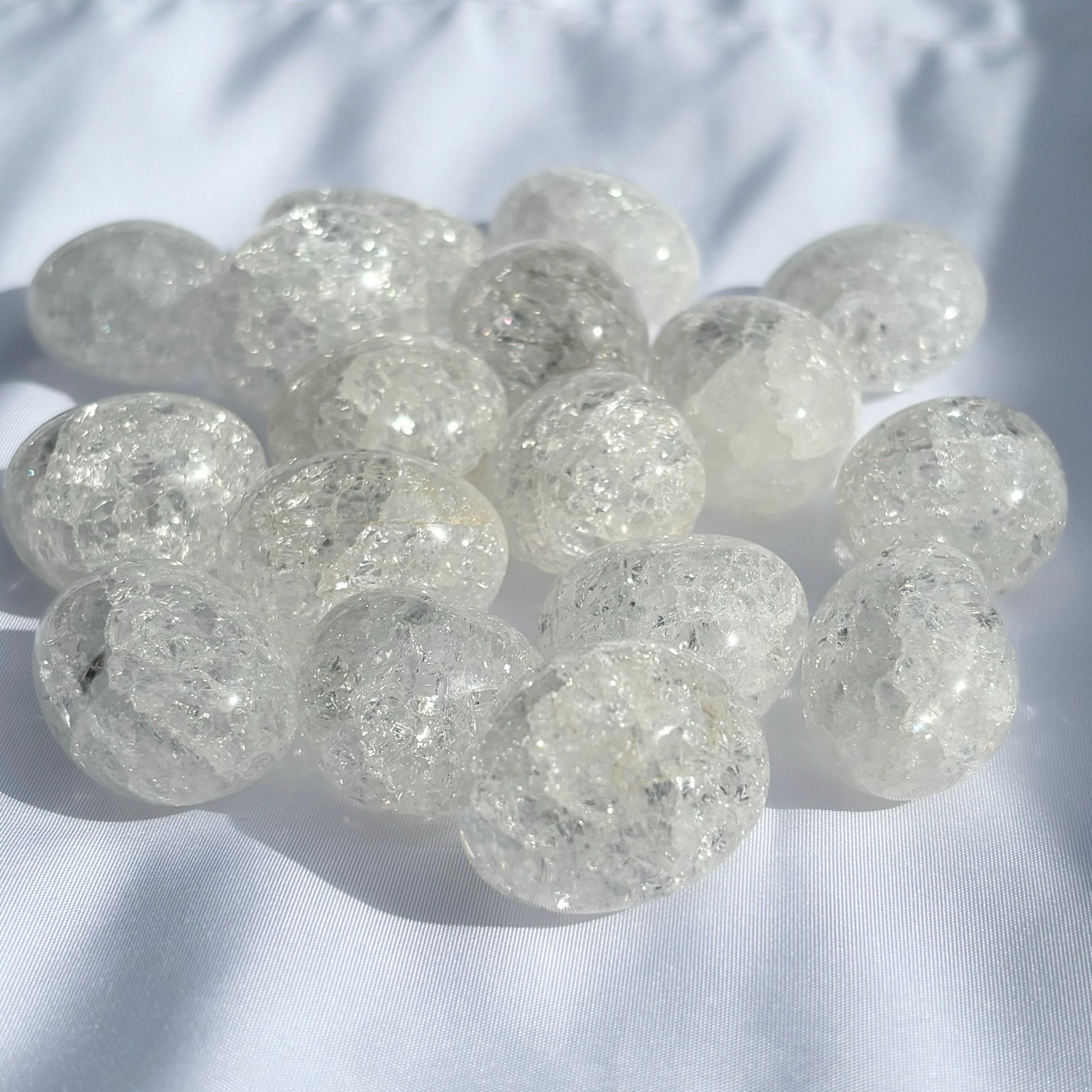 Clear Crackled Quartz Tumblestones from UK Wholesale Crystals