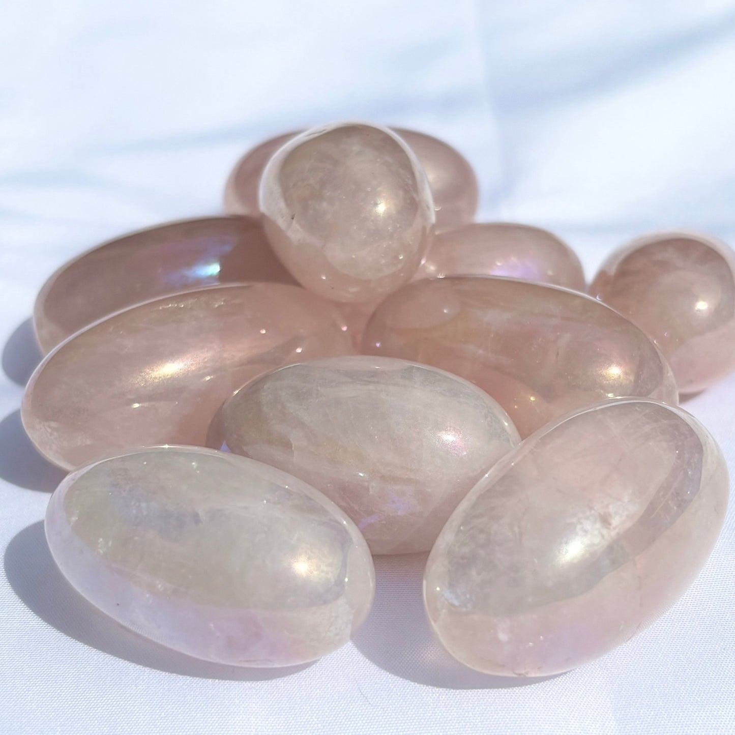Aura Rose Quartz Tumblestones from UK Wholesale Crystals