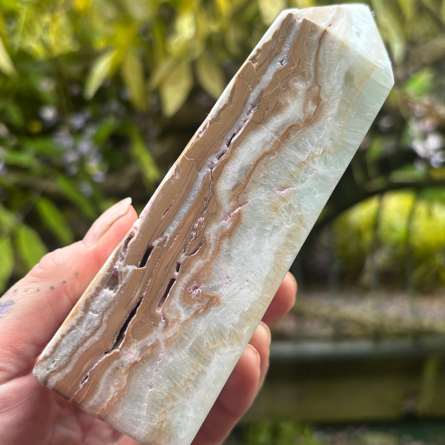 Caribbean Calcite Tower Statement Piece 574g from UK Wholesale Crystals