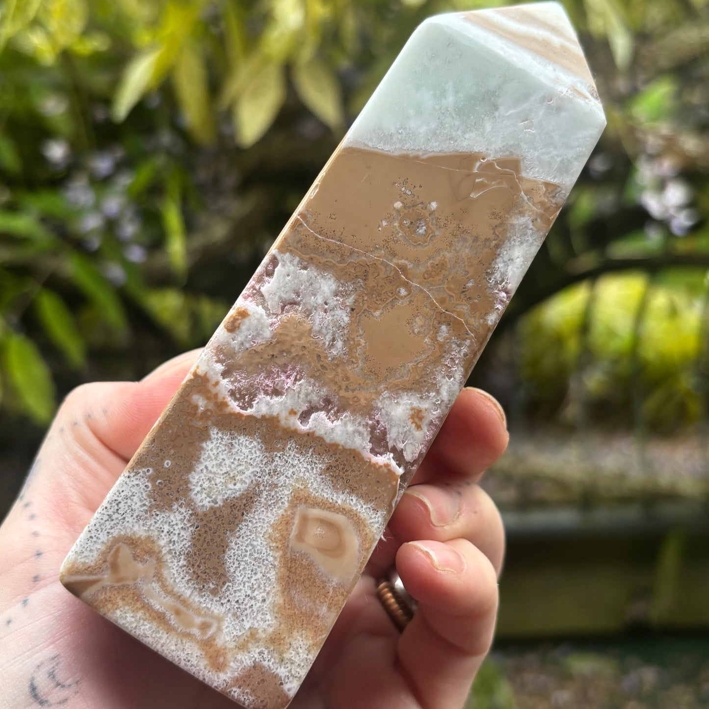 Caribbean Calcite Tower Statement Piece 574g from UK Wholesale Crystals