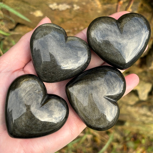 Golden Obsidian Hearts Bundle 334g 4 Pieces from UK Wholesale Crystals