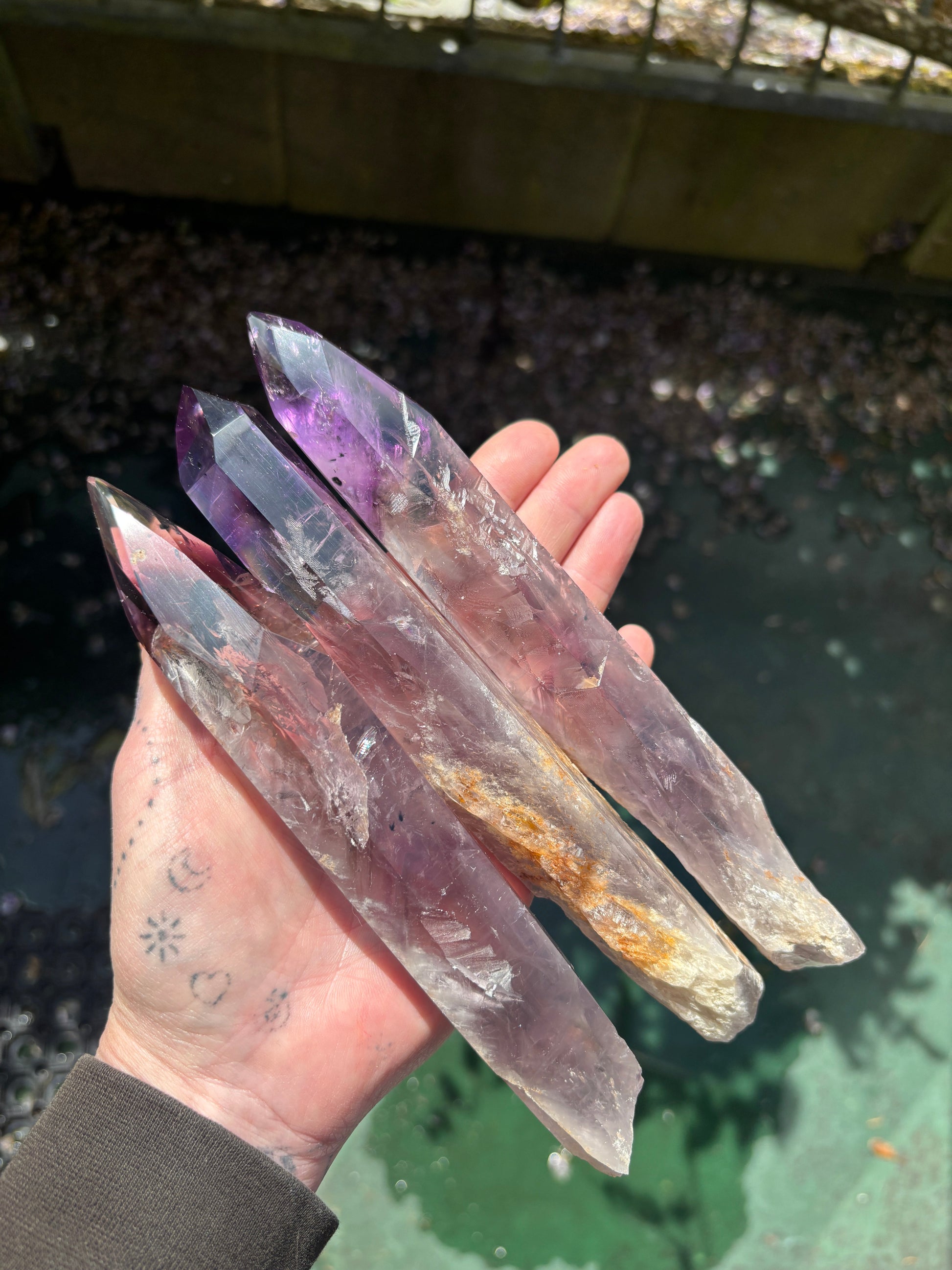 High Quality Brazilian Amethyst Half Polished Points Bundle 674g 3 Pieces from UK Wholesale Crystals
