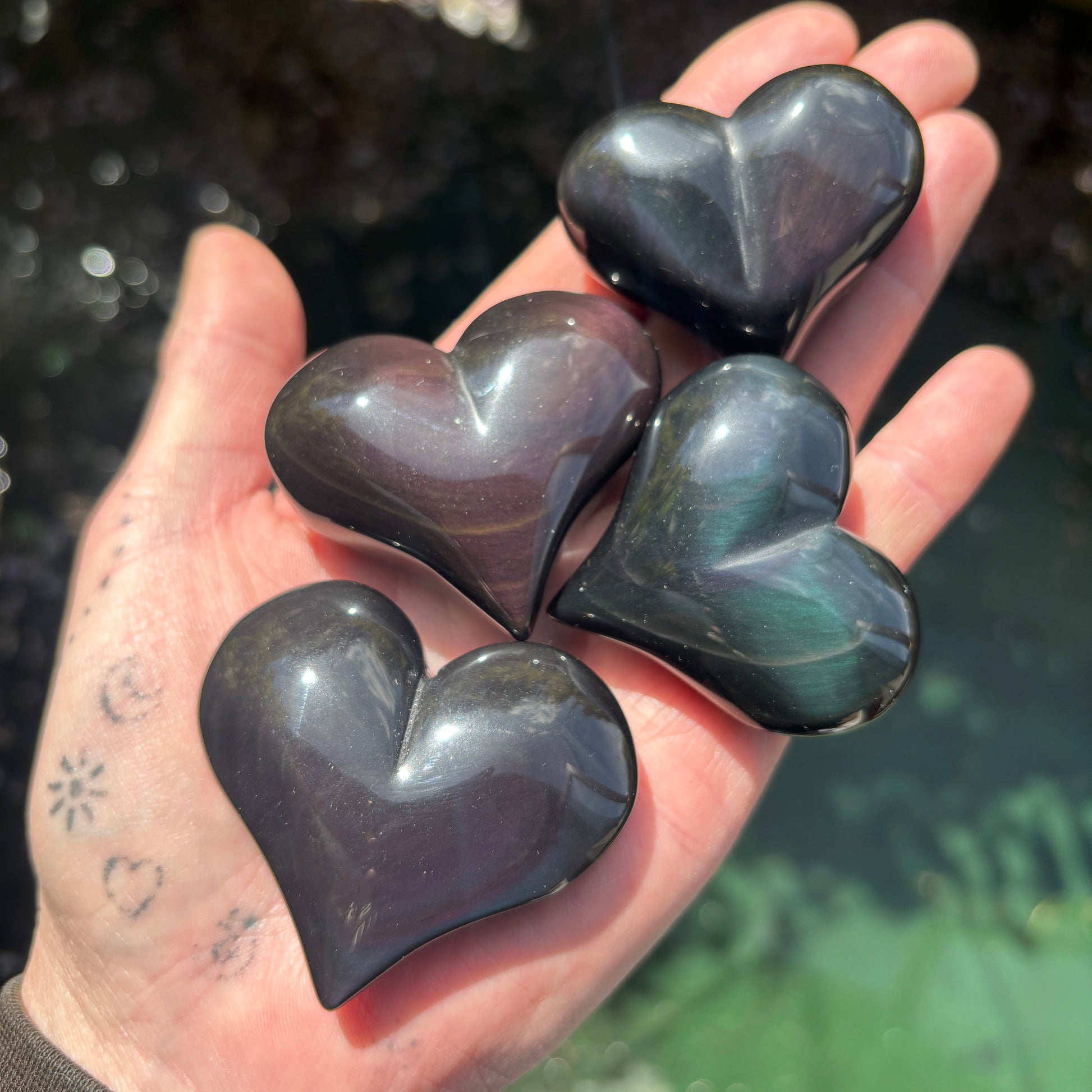 Rainbow Obsidian Hearts Bundle 217g from UK Wholesale Crystals