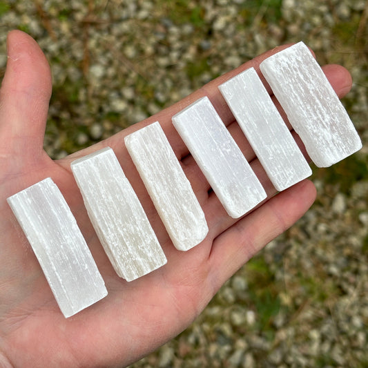 Selenite/Satin Spar Raw Chunks Pack of 10 from UK Wholesale Crystals